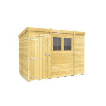 9 x 5 Feet Pent Shed - Single Door With Windows - Wood - L147 x W276 x H201 cm