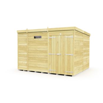 9 x 8 Feet Pent Security Shed - Double Door - Wood - L231 x W276 x H201 cm