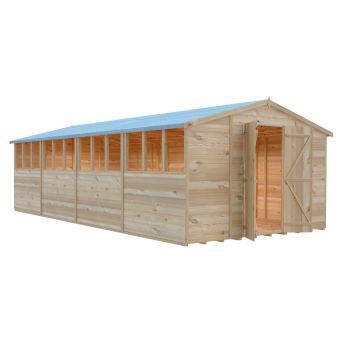 10 x 20 Feet Overlap Dip Treated Apex Shed Double Door with Windows