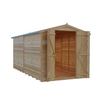 12 x 6 Feet Overlap Dip Treated Apex Shed Double Door No windows