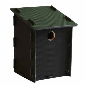 Eco Small Bird Box with 25mm Hole - Recycled LDPE Plastic/Wood - L17 x W17 x H26 cm