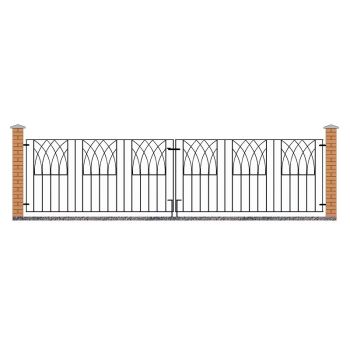 Abbey Modern Double Driveway Gate - Solid Steel - Fits Gap of 3530 mm x 812 mm High - Electro Galvanised/Black Powder Coated