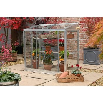 Harlow 3 Feet 4 Inches Freestanding Greenhouse - Aluminum/Glass - L100 x W55 x H95 cm - Smokey Grey