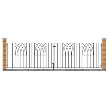 Abbey Modern Double Driveway Gate - Solid Steel - Fits Gap of 3264 mm x 812 mm High - Electro Galvanised/Black Powder Coated