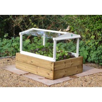 Herb and Salad Cloche with Wooden Planter - Aluminium - L84 x W61 x H24 cm - Plain