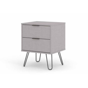 2 Drawer Bedside Cabinet - Textured Manufactured Board/Metal - 45 x 39.5 x 57 cm - Grey 