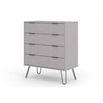4 Drawer Chest of Drawers - Textured Manufactured Board/Metal - 76.5 x 39.5 x 90.3 cm - Grey 