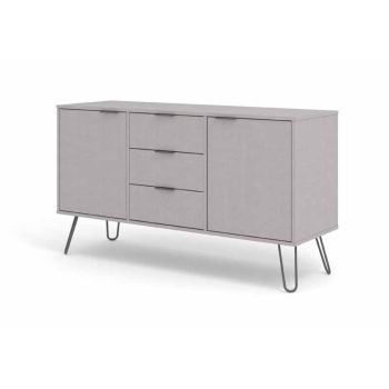 Medium Sideboard with 2 Door, 3 Drawers - Textured Manufactured Board/Metal - 130.6 x 43 x 73.6 cm - Grey 