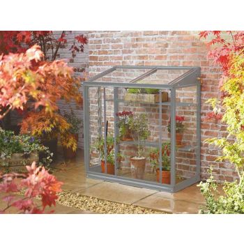 Harlow 3 Feet 4 Inches Lean to Mini Greenhouse - Aluminum/Glass - L100 x W53 x H95 cm - Smokey Grey
