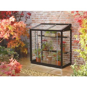 Harlow 3 Feet 4 Inches Lean to Mini Greenhouse - Aluminum/Glass - L100 x W53 x H95 cm
