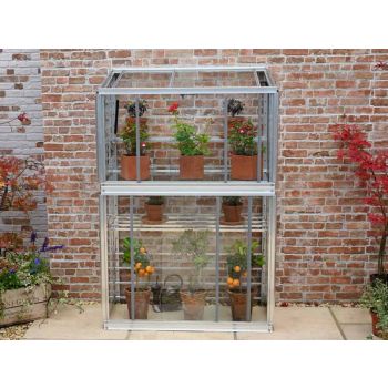 Harewood 3 Feet 4 Inches Lean to Mini Greenhouse - Aluminum/Glass - L100 x W53 x H151 cm - Antique Ivory
