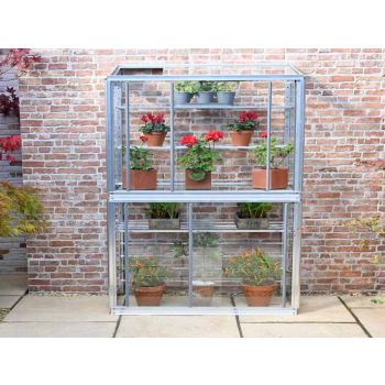 Hampton 3 Feet 4 Inches Lean to Mini Greenhouse - Aluminium/Glass - L340 x W53 x H176 cm - Antique Ivory