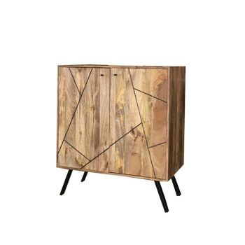 Amar Wine Rack/Bar - Iron Base - Mango Wood/Iron - L46 x W90 x H99 cm - Light Finish - Assembly Required