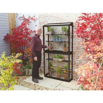 Westminster 3 Feet 4 Inches Small Greenhouse - Aluminium/Glass - L100 x W33 x H172 cm - Black