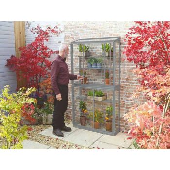 Westminster 3 Feet 4 Inches Small Greenhouse - Aluminium/Glass - L100 x W33 x H172 cm - Smokey Grey