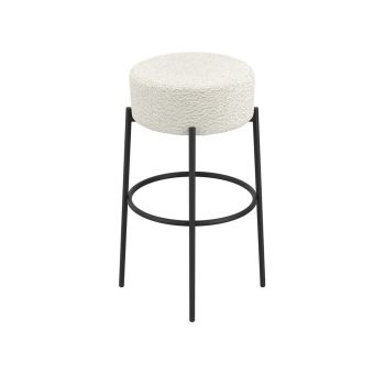 Anais Ivory Counter Stool - Boucle/Metal - L34 x W34 x H66 cm - Ivory/Black - Flat Pack