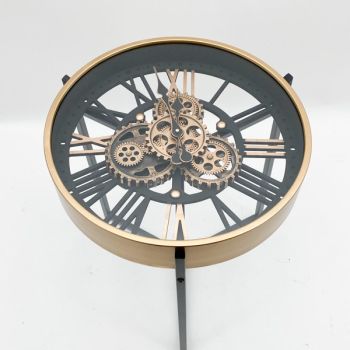 Frame Gear Clock Table - Metal - L49 x W49 x H55 cm - Golden/Black