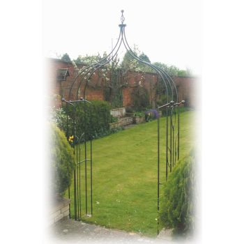 Flower Ogee Arch (Inc Ground Spikes) Garden Archway - Solid Steel - L43.2 x W137.1 x H284.5 cm - Black