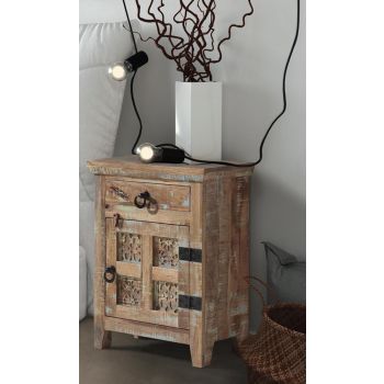 Arrival Bedside Table Right (ARA-208-R) - Mango Wood - L33 x W51 x H71 cm - Distress Finish