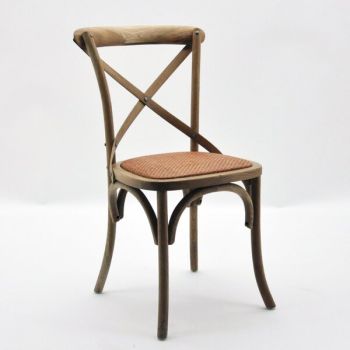 French Cross Back Dining Chair - Wood - L46 x W49 x H88 cm - Natural
