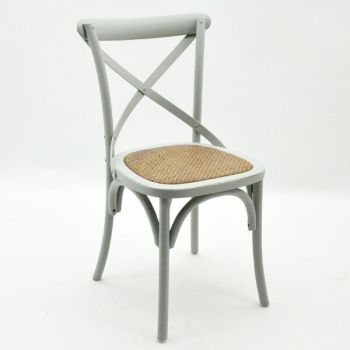 French Cross Back Dining Chair - Wood - L46 x W49 x H88 cm - Grey