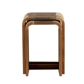 Aspen Nest of 2 Tables - Metal/Wood - L35 x W40 x H55 cm