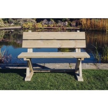 Ashcome Bench, Traditional Wooden Garden Seat - L65 x W120 x H90 cm - Minimal Assembly Required