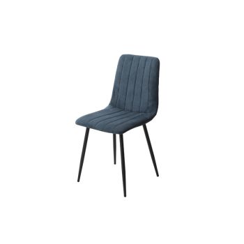 Straight Stitch Cord Dining Chair with Tapered Legs (Set of 2) - Metal - L54 x W44 x H88 cm - Blue/Black - Flat Packed