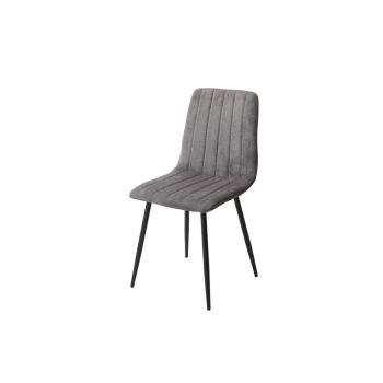 Straight Stitch Dining Chair with Tapered Legs (Set of 2) - Metal - L54 x W44 x H88 cm - Grey/Black - Flat Packed
