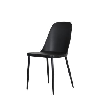 Duo Chair Plastic Seat with Metal Legs (Set of 2) - L53.5 x W46 x H84 cm - Black - Flat Packed