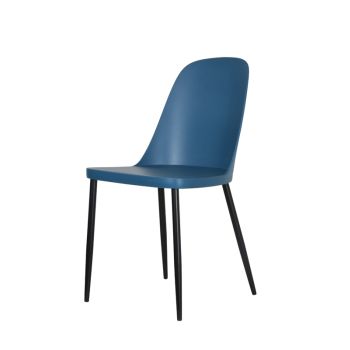 Duo Chair Plastic Seat with Metal Legs (Set of 2) - L53.5 x W46 x H84 cm - Blue/Black - Flat Packed