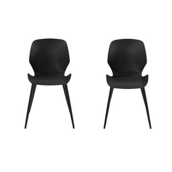 Carnaby Kitchen Chairs (Set of 2) - Plastic/Metal - L55.5 x W47.5 x H81.6 cm - Black - Flat Packed