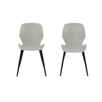 Carnaby Kitchen Chairs (Set of 2) - Plastic/Metal - L55.5 x W47.5 x H81.6 cm - Light Grey/Black - Flat Packed
