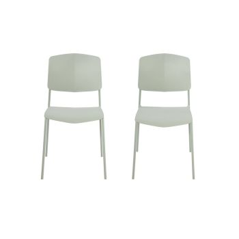 Academy Kitchen Chairs (Set of 2) - Plastic/Metal - L49.5 x W45.5 x H83.5 cm - Light Green - Flat Packed