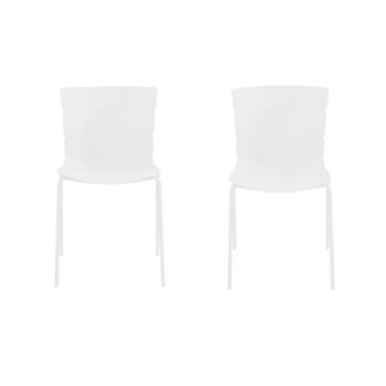 Bali Kitchen Chairs (Set of 2) - Plastic/Metal - L50.5 x W47 x H81 cm - White - Flat Packed