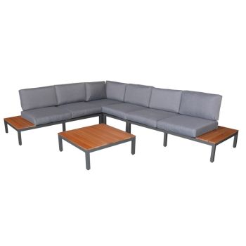 Aspen 6 Seat Modular Set - Teak - H27 x W78 x L78 cm - Grey