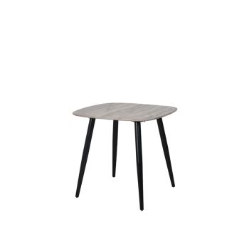 Square Dining Table with Tapered Legs - MDF/Metal - L80 x W80 x H75 cm - Grey Oak/Black - Flat Packed