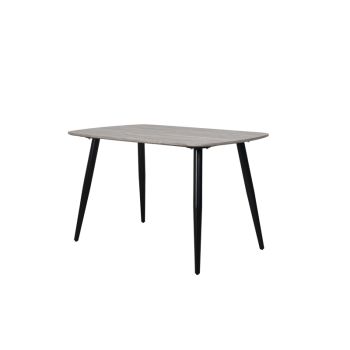 Rectangular Dining Table with Tapered Legs - MDF/Metal - L80 x W120 x H75 cm - Grey Oak/Black - Flat Packed