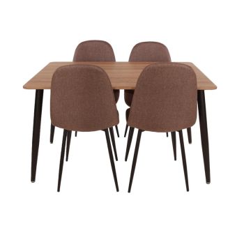 Aspen Rectangular Dining Table, Aged Oak Effect Foiled Top and 4 Upholstered Chair Set