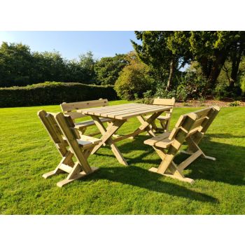Ashcome Table Set Sits 6 Including 2 Bench and 4 Chairs - L120 x W93 x H77 cm