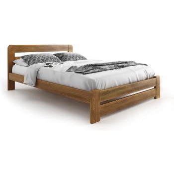 Double Size Bed Frame - Wood - L197 x W146 x H80 cm - Oak
