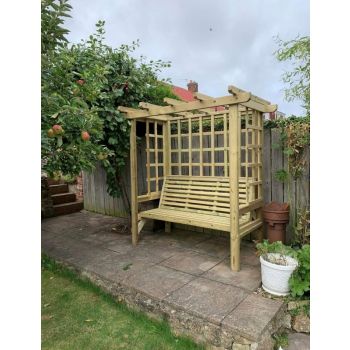 Beatrice Arbour - Sits 3, Wooden Garden Bench with Trellis - L90 x W170 x H210 cm - Minimal Assembly Required