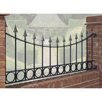 Balmoral Premium Spear Top Railing Panel Shaped w/ Rings Fits Opening -Steel - Fits Gap 1830 mm x 735 mm High - Electro Galv.