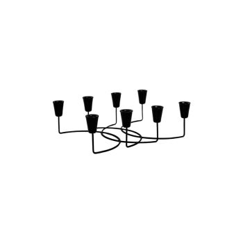 Circular 8 Piece Candle Holder - Iron - L12 x W28 x H34 cm - Black