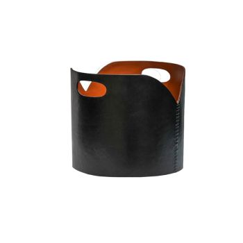 Log Bucket - Faux Leather - L30 x W40 x H30 cm - Black