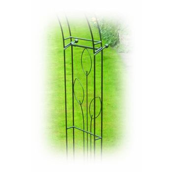 Flower 4 Sided Gazebo (Inc Ground Spikes) Garden Feature - Solid Steel - L178 x W178 cm - Black