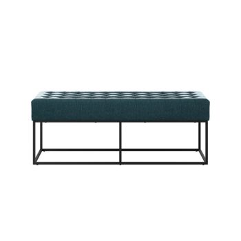 Boden Bench - Chenille/Metal - L41 x W120 x H46 cm - Yale Blue/Black Matte