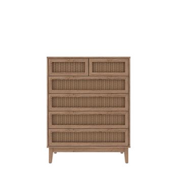 Bordeaux 6 Drawer Chest - MDF - L39 x W85 x H109 cm - Oak