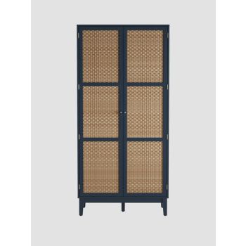 Bordeaux 2 Door Wardrobe - Engineered Wood/Plastic - L55.52 x W85 x H180.5 cm - Berlin Blue/Oak