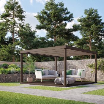 Box Pergola and Decking Kit - Wood - L300 x W300 cm - Rustic Brown